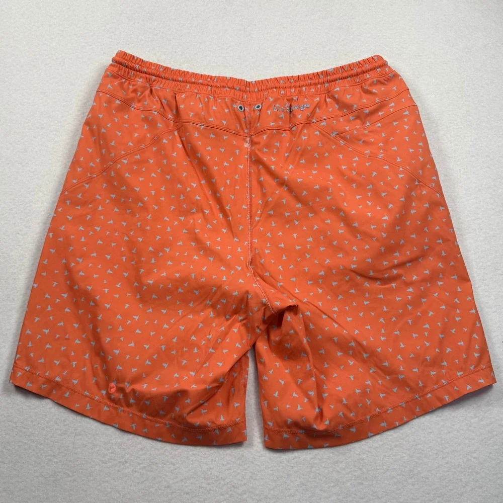 Birddogs Gym Shorts Mens 3XL Orange Bird Print Lined 9in Inseam Athletic